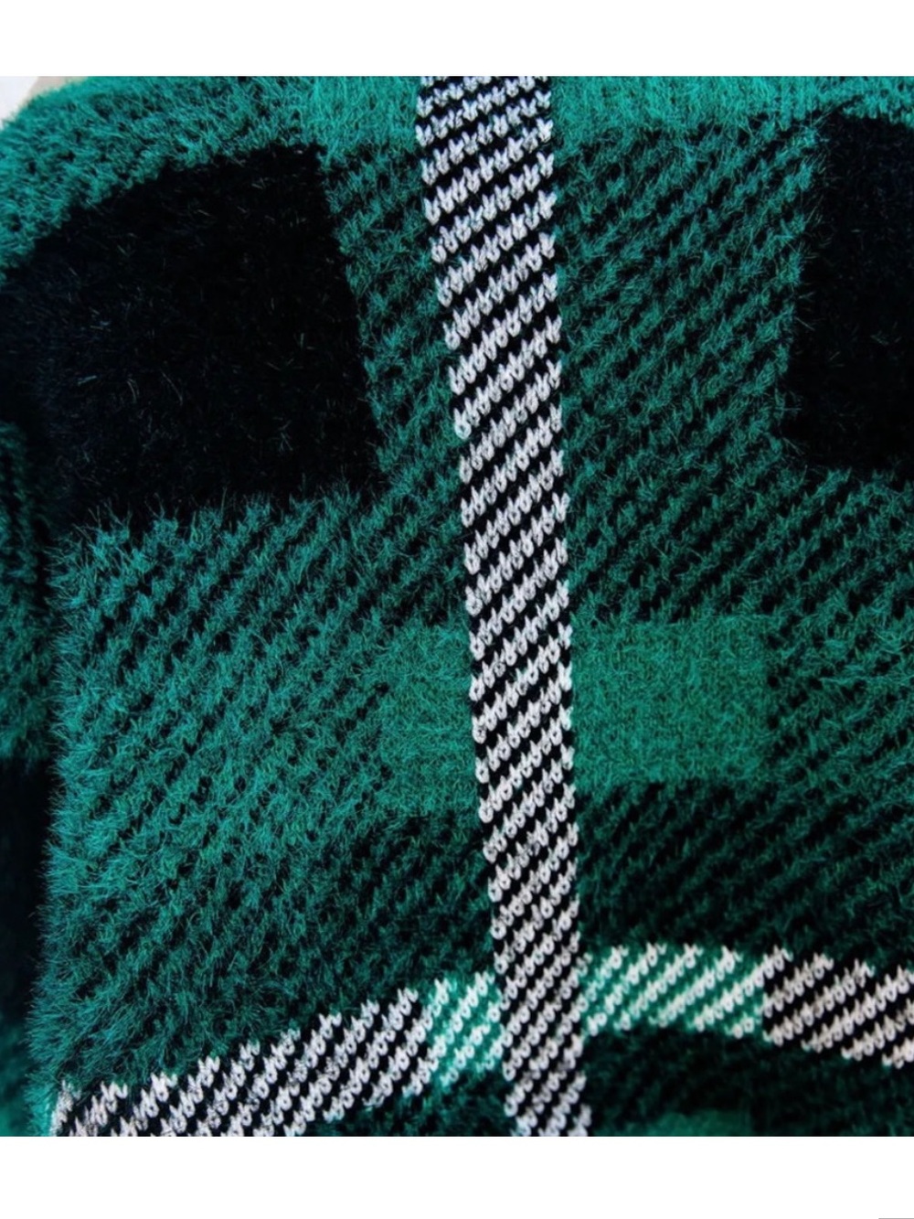 English Factory Taylor Plaid Fuzzy Knit Cardigan - Picture 5 of 8